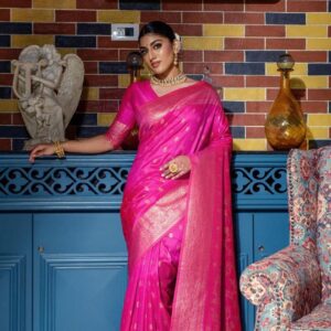 Pink Banarasi Silk Saree