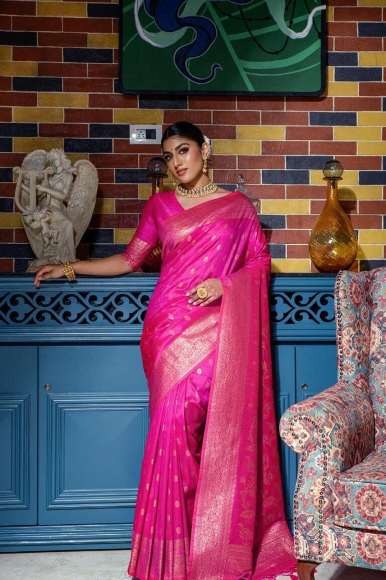 Pink Banarasi Silk Saree